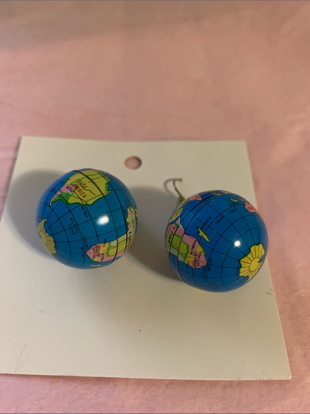 Blue Globe Print Drop Earrings - Home Accents